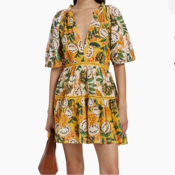 Farm Rio Yellow Biriba Mix Mini Dress - Picture 8 of 11